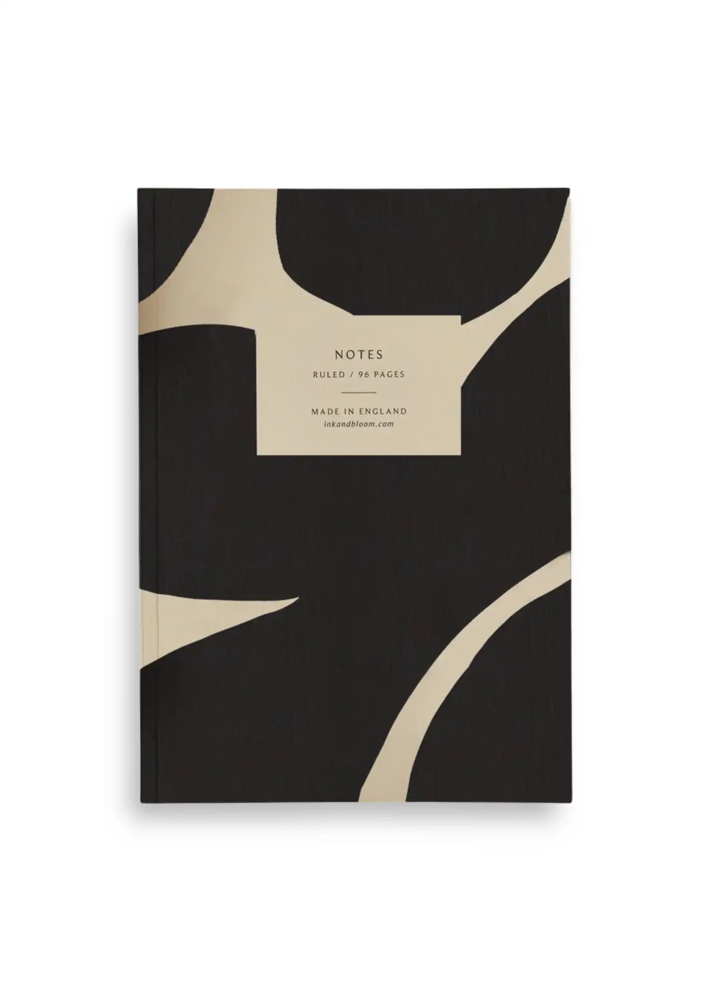 Schönes Notizbuch mit linierten Seiten von Ink & Bloom aus England, mit abstrakten creme schwarz Design