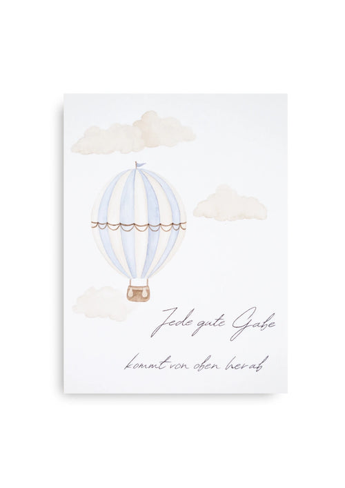 Aquarellbild - Der blaue Heißluftballon
