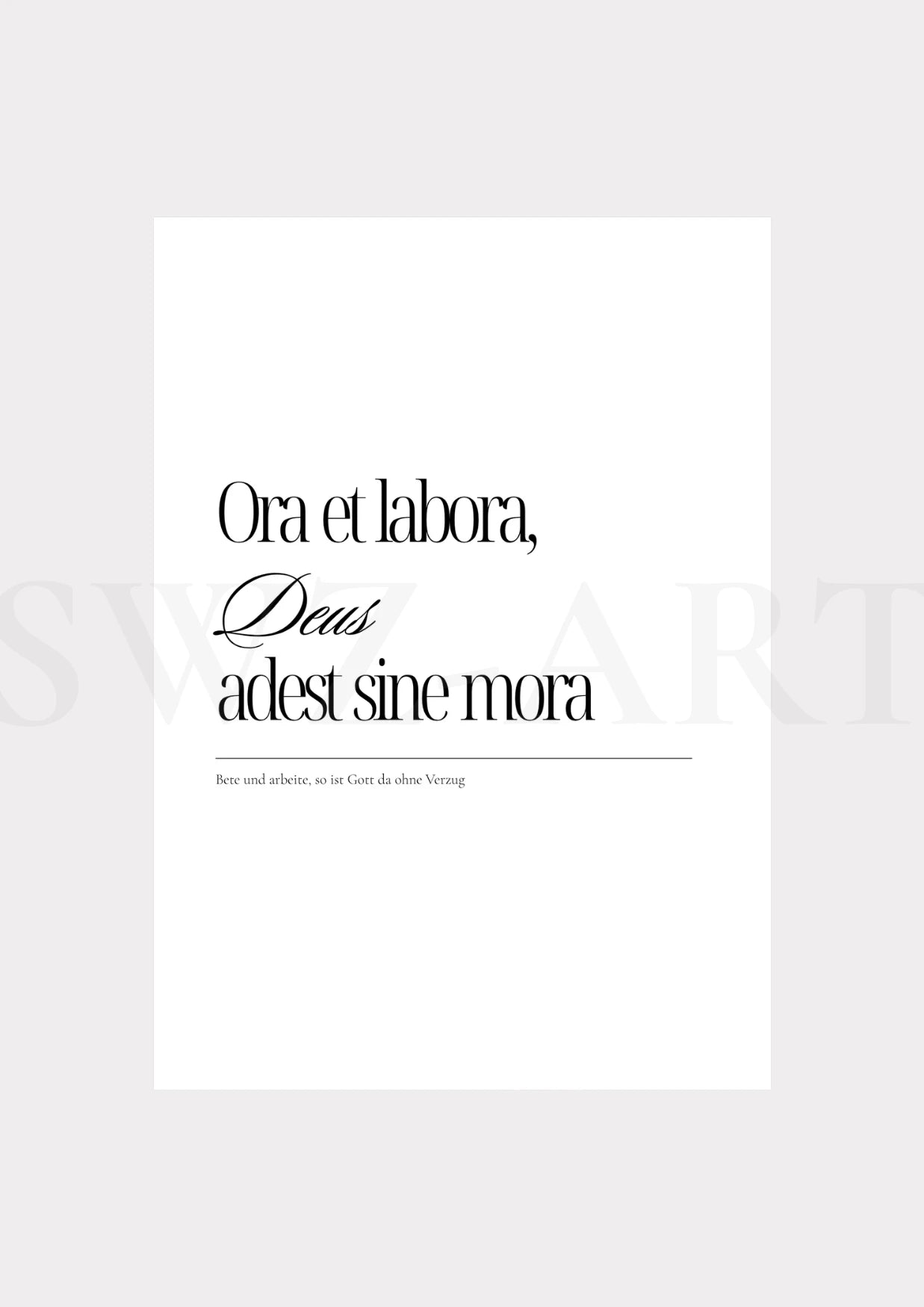 Schriftzug Ora et Labora als Typografische Christliche Wanddeko