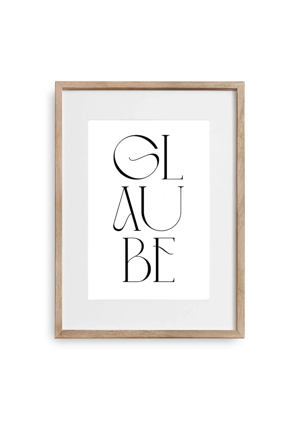 Poster im Holz Bilderrahmen Größe A3 mit christlichem Typografie Schriftzug Glaube