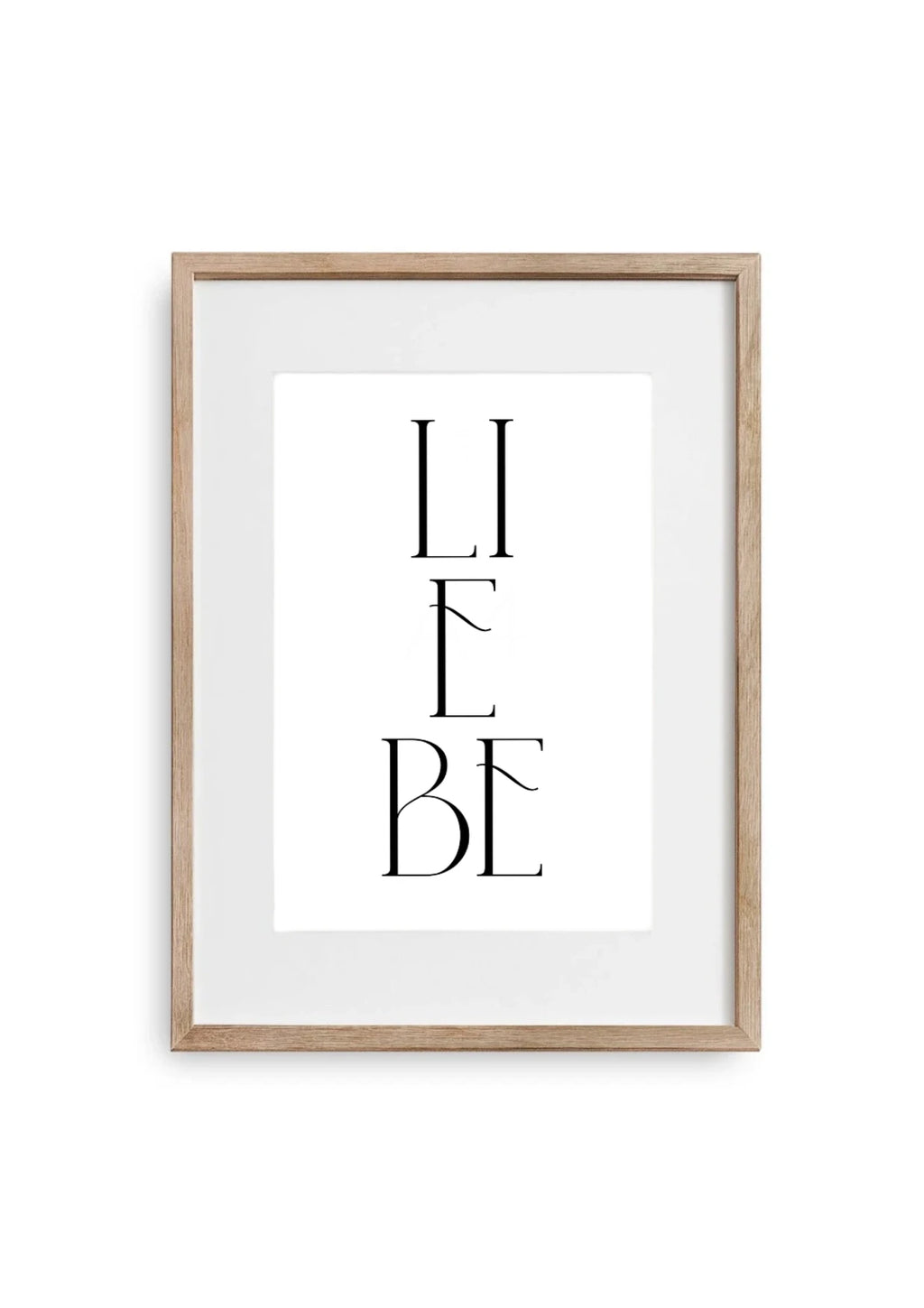 Poster im Holz Bilderrahmen Größe A3 mit christlichem Typografie Schriftzug Liebe