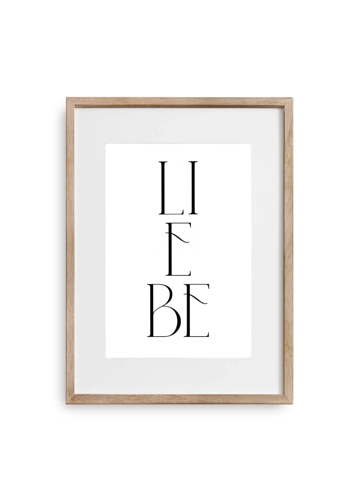 Poster im Holz Bilderrahmen Größe A3 mit christlichem Typografie Schriftzug Liebe