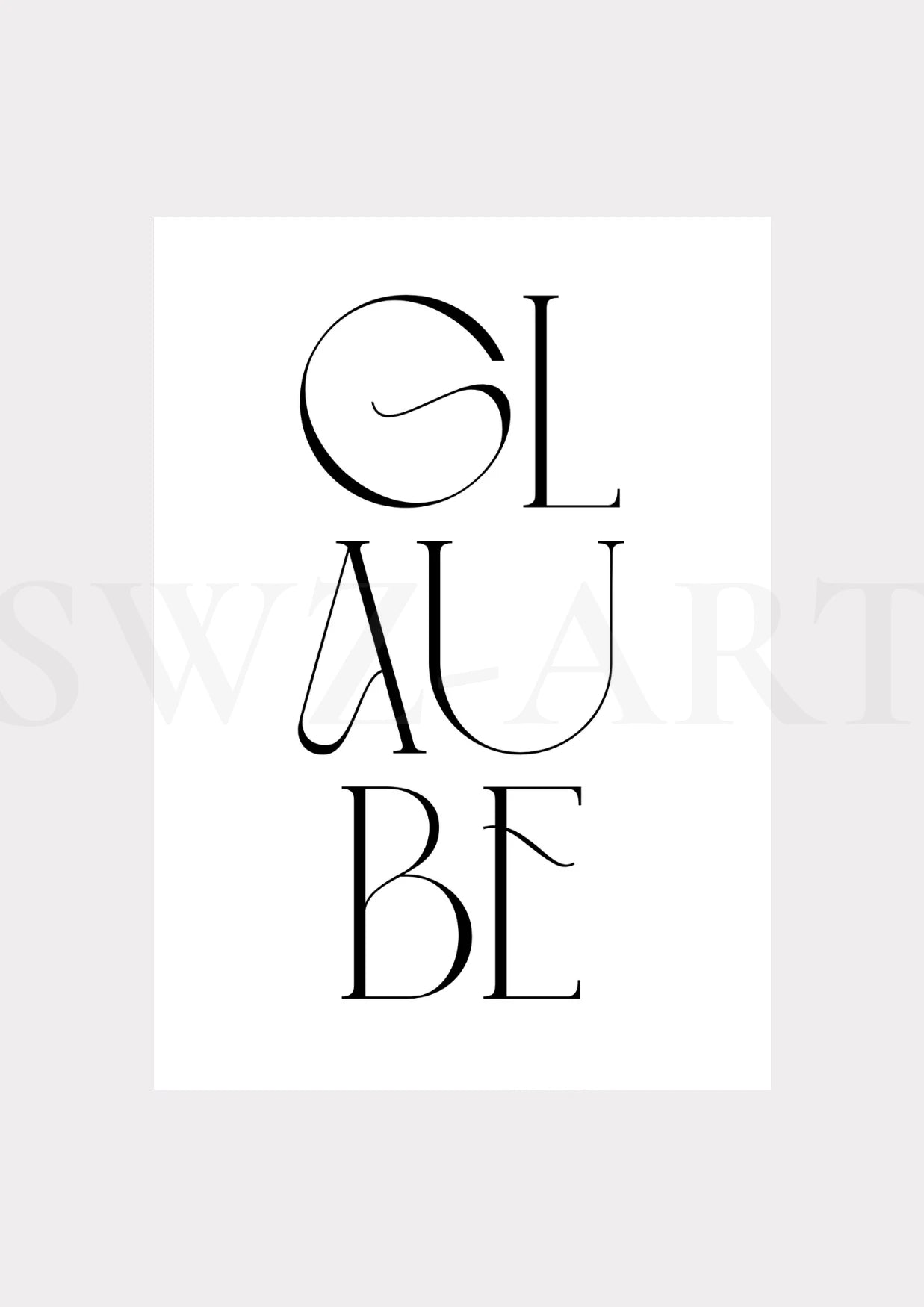 Schriftzug Glaube als Typografische Christliche Wanddeko