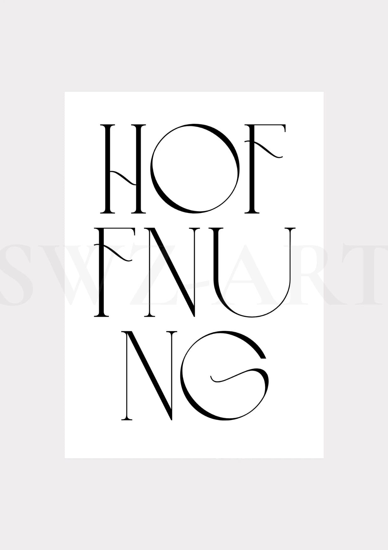 Schriftzug Hoffnung als Typografische christliche Wanddeko
