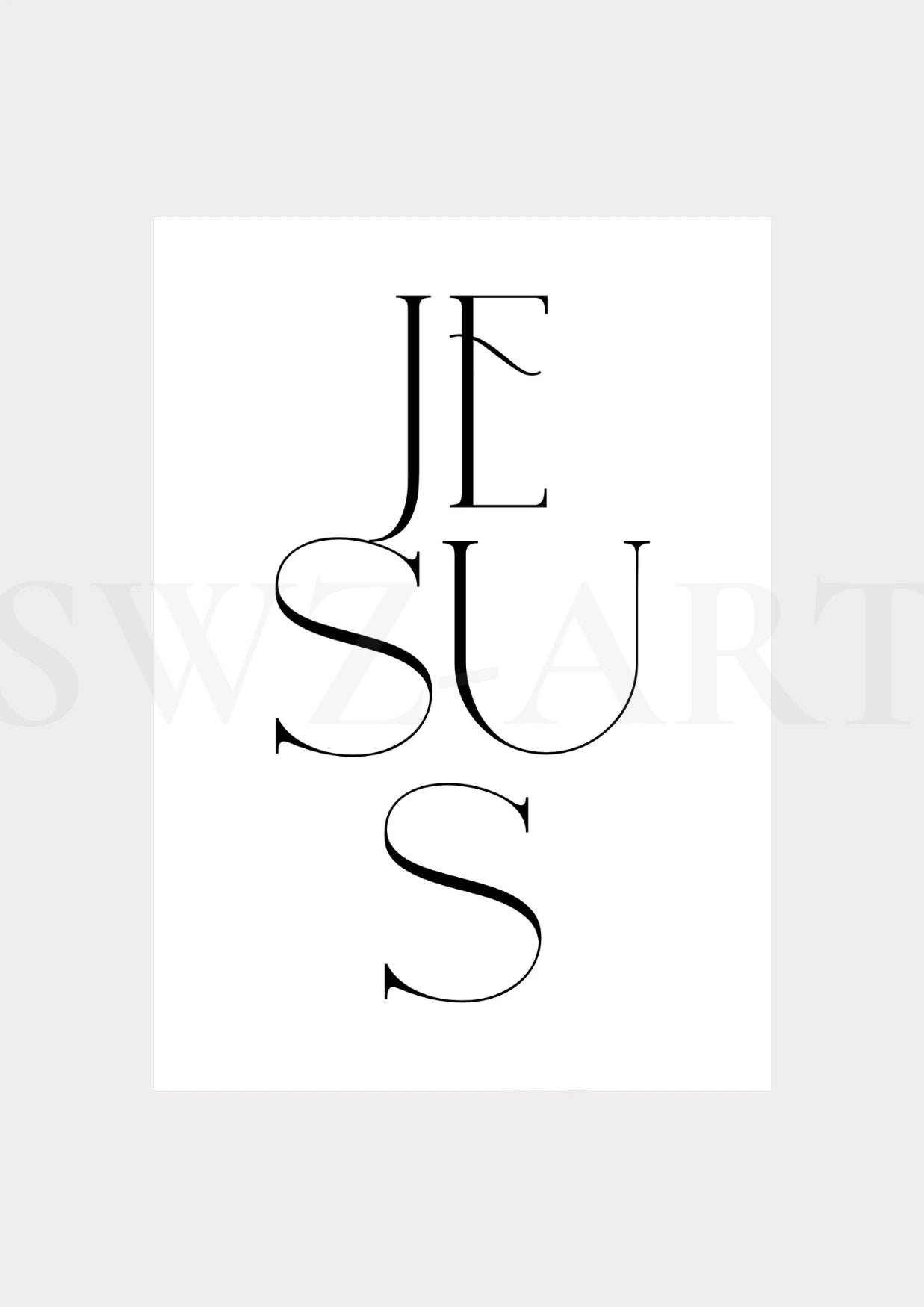 Schriftzug Jesus als Typografische christliche Wanddeko