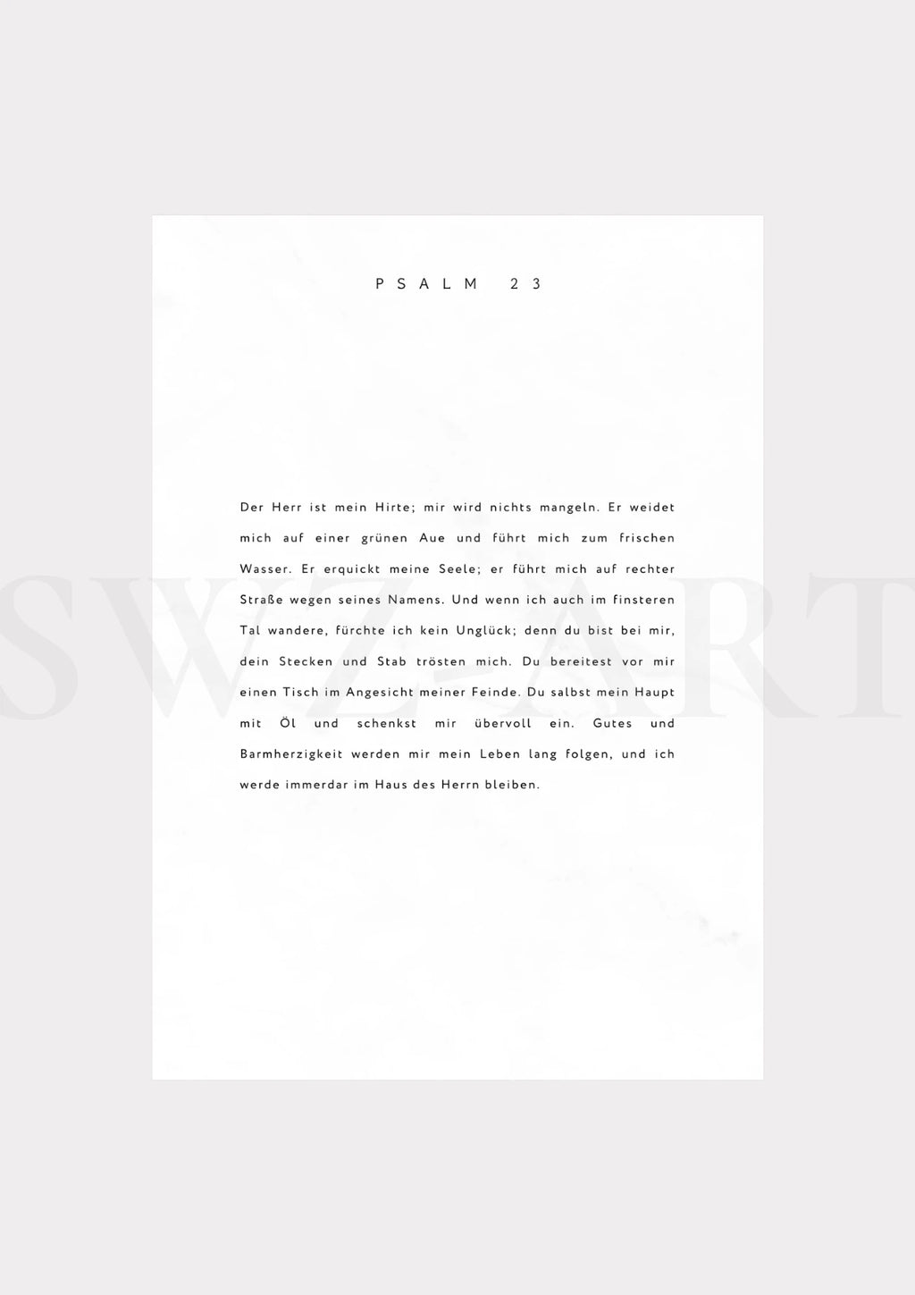 Schriftzug Psalm 23 als Typografische Christliche Wanddeko