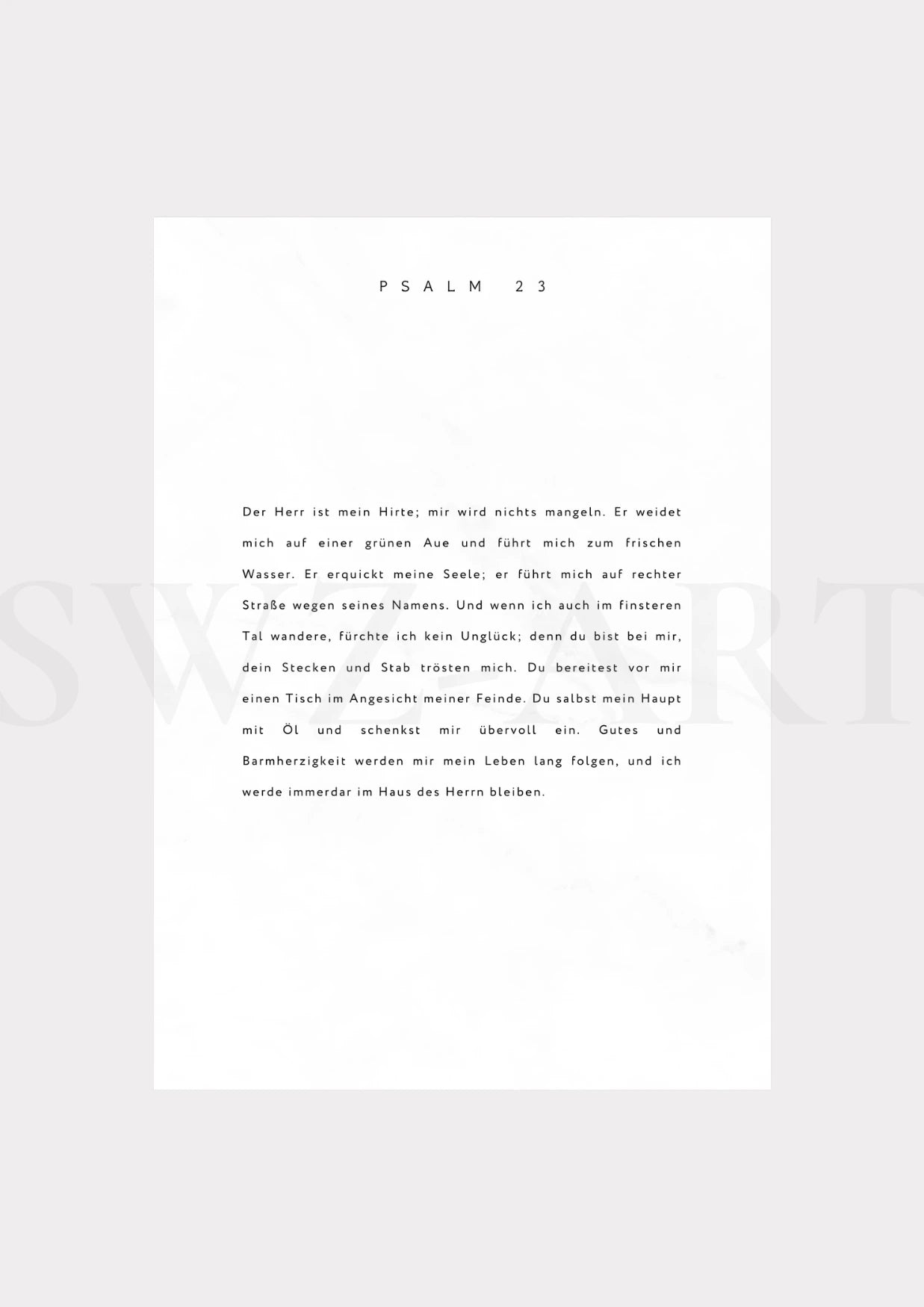 Schriftzug Psalm 23 als Typografische Christliche Wanddeko