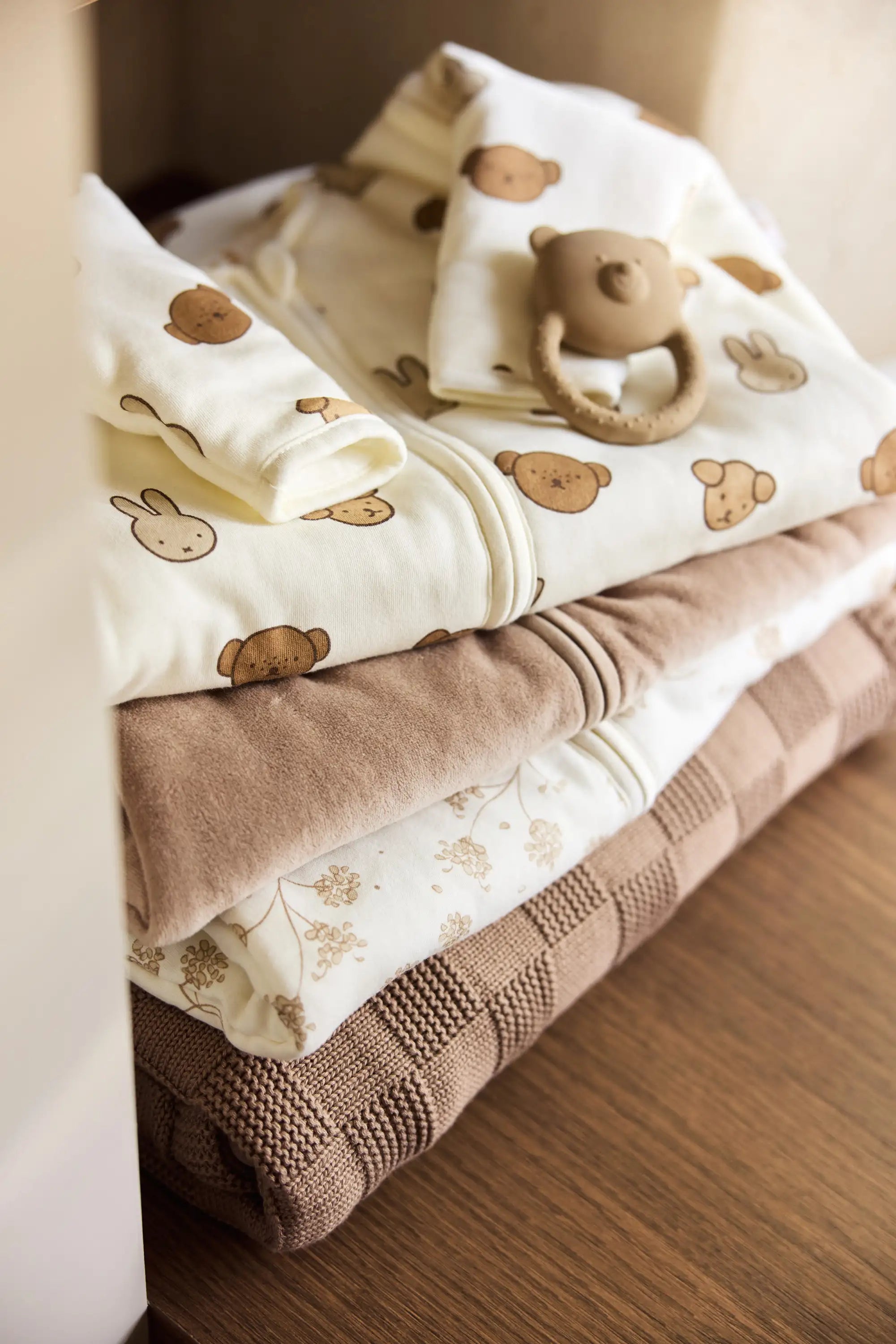 Beißring Naturkautschuk Teddy Bear - Biscuit