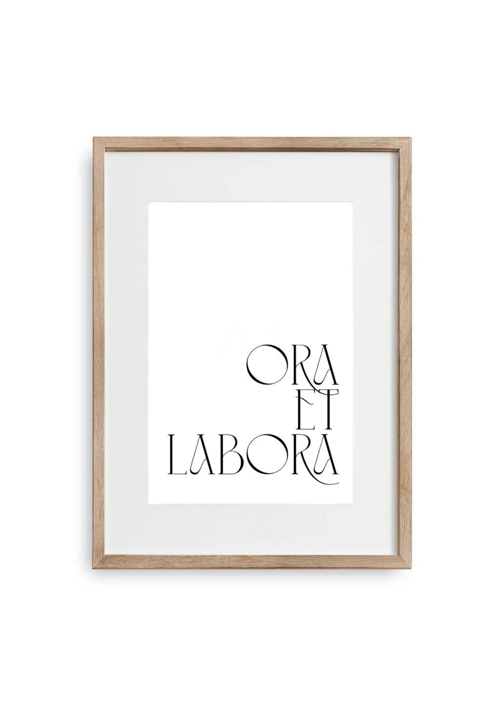 Christliches Bild mit Text Ora et Labora im A3 Bilderrahmen aus Holz