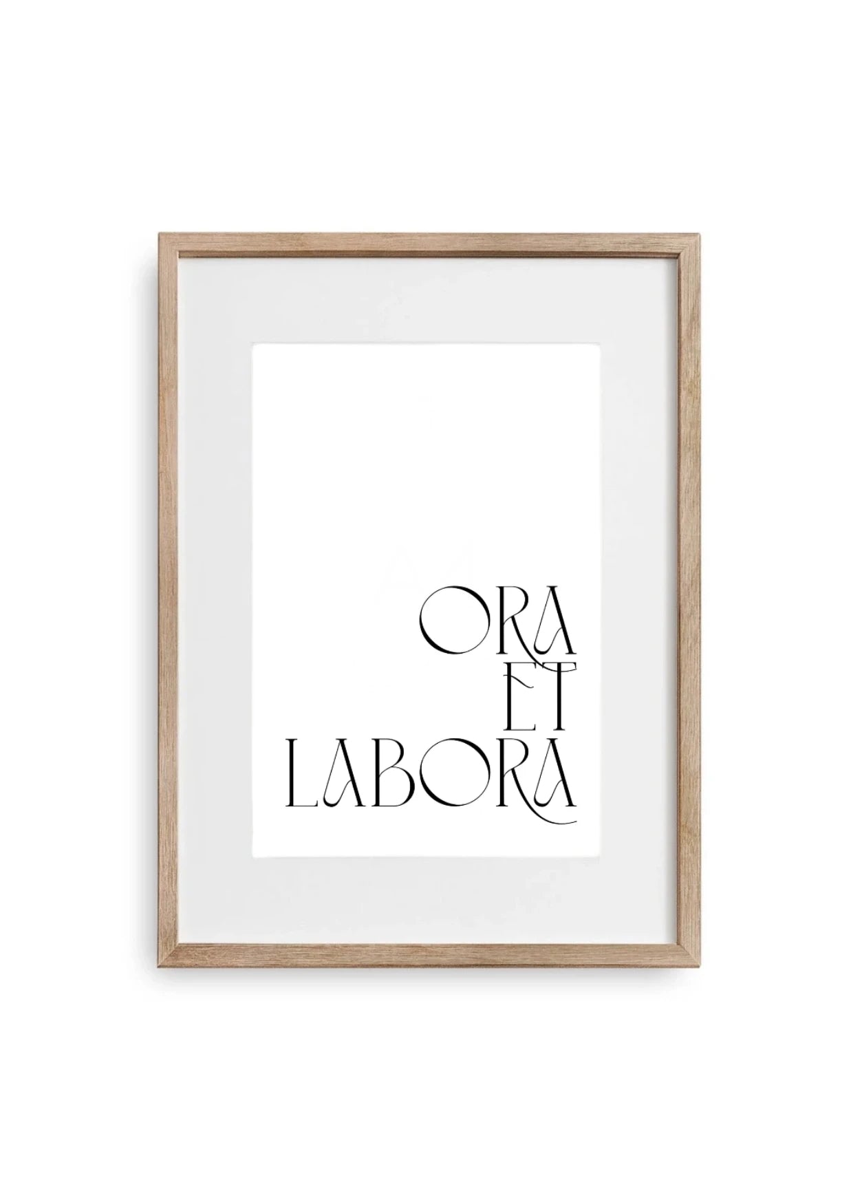 Christliches Bild mit Text Ora et Labora im A3 Bilderrahmen aus Holz