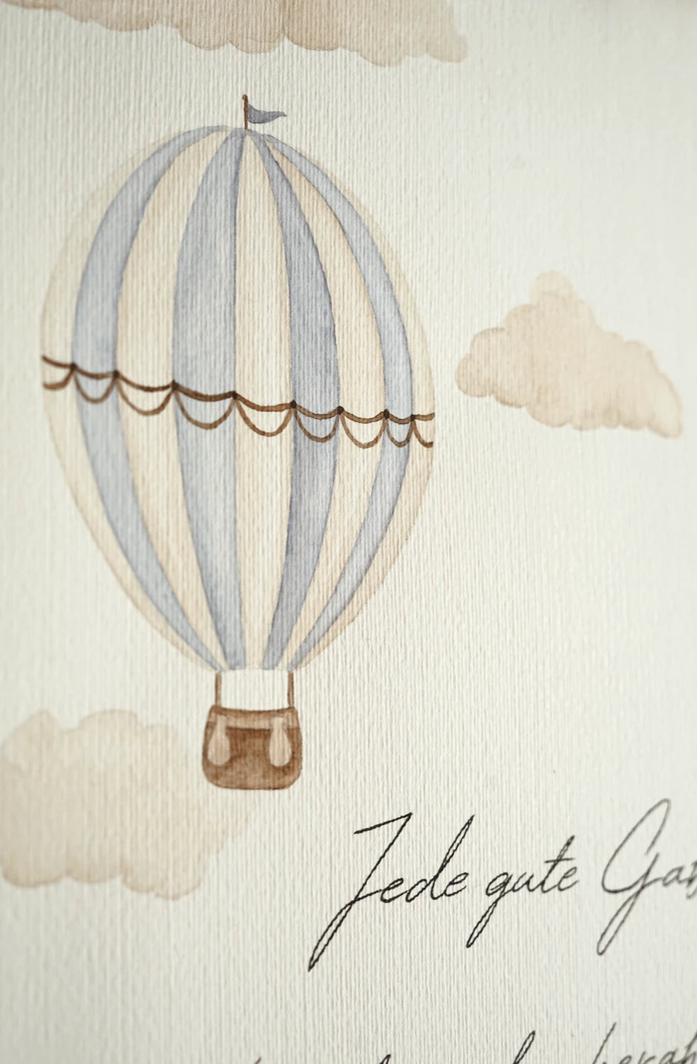 Aquarellbild - Der blaue Heißluftballon